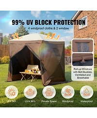 Vevor Pop Up Gazebo Tent Pop-Up Screen Tent 4 Sided Canopy Sun Shelter Brown