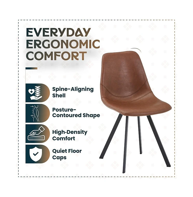 LeisureMod Markley Modern Leather Dining Chair With Metal Legs