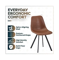 LeisureMod Markley Modern Leather Dining Chair With Metal Legs