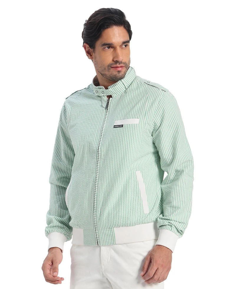 Members Only Men's Seersucker Iconic Racer Jacket