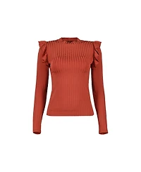 Ivonne Women's Long Sleeve Ruffled Blouse