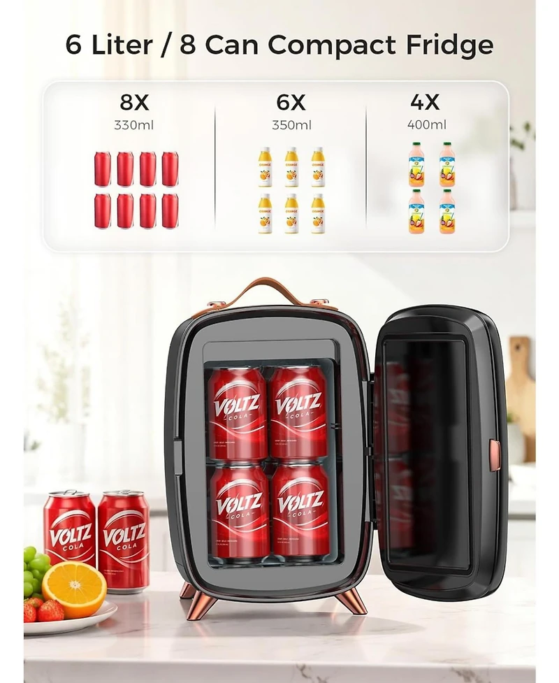 Cowsar 6L Mini Fridge with Led Mirror for Cosmetics