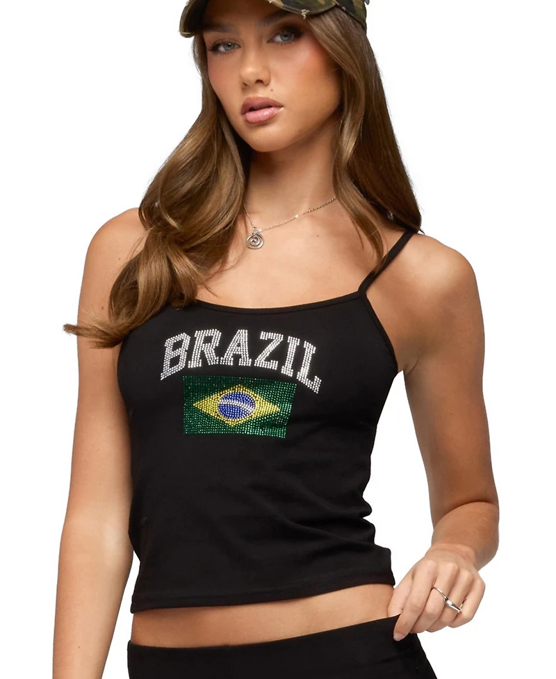 Edikted Women's Brazil Rhinestone Tank Top
