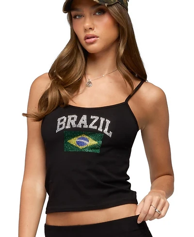 Edikted Women's Brazil Rhinestone Tank Top