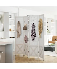 Slickblue 4-Panel Folding Room Divider with Pegboard Design