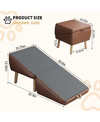 Streamdale Furniture Foldable 2-in-1 Wooden Pet Stairs for Small Dogs and Cats
