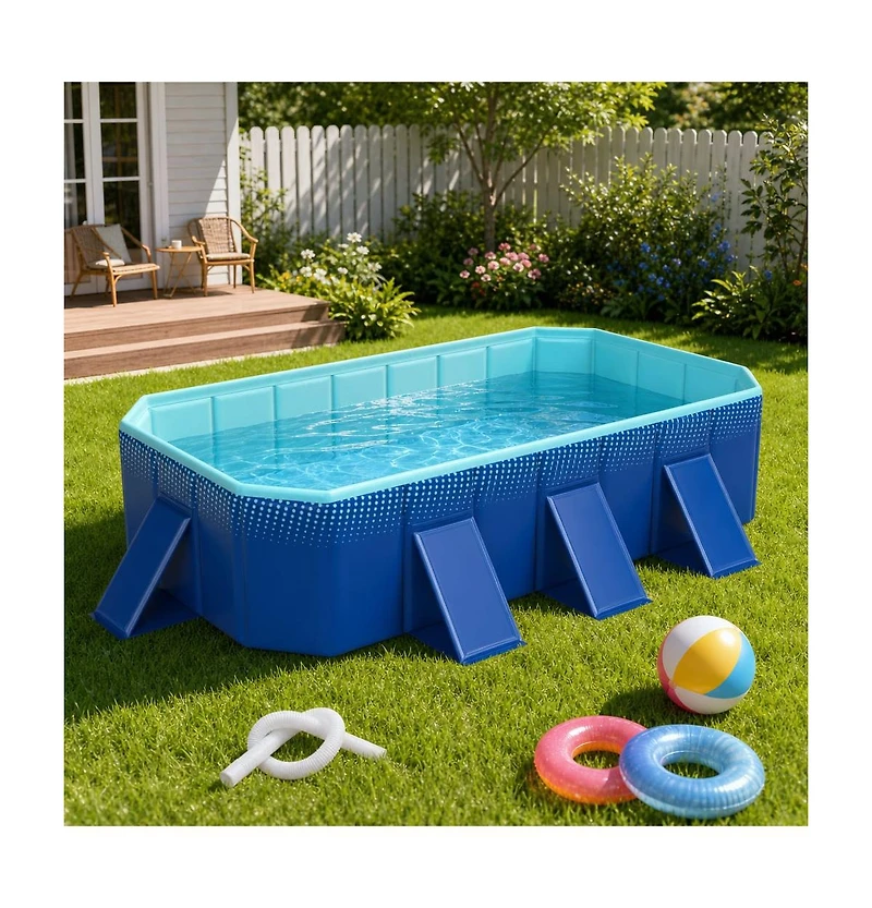 Gouun Non Inflatable Portable Above Ground Swimming Pool with 8 Support Panels