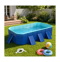 Gouun Non Inflatable Portable Above Ground Swimming Pool with 8 Support Panels