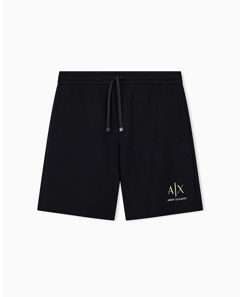 A|X Armani Exchange Men's Black And Gold Bonded Cotton Short