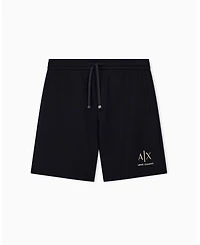A|X Armani Exchange Men's Black And Gold Bonded Cotton Short