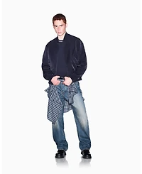A|X Armani Exchange Men's Crossover Reversible Bomber with Graphic Jacket