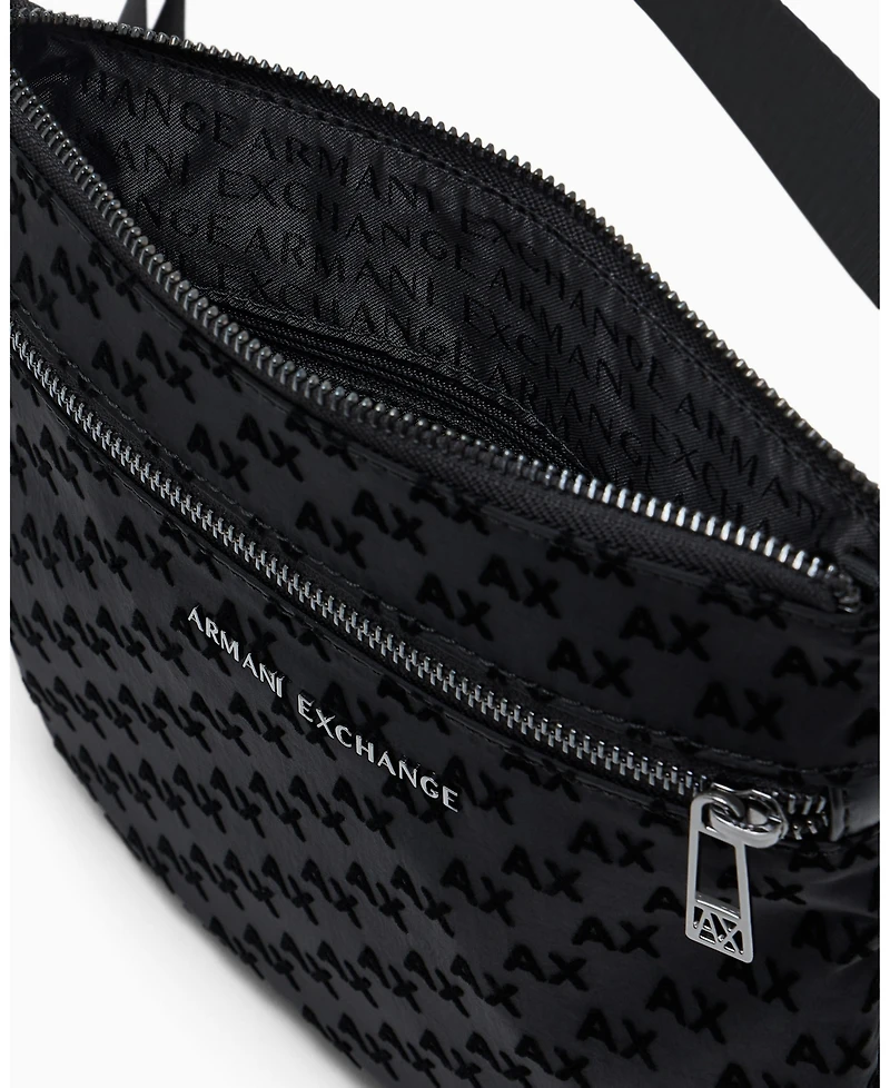 A|X Armani Exchange Men's Flocked Flat Crossbody