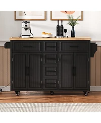 Streamdale Furniture 56.5'' Drop Leaf Kitchen Island with Power Outlet and Storage