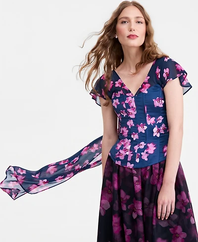 Jonathan Cohen X Macy's Women's Flutter-Sleeve V-Neck Bustier Top, Exclusive