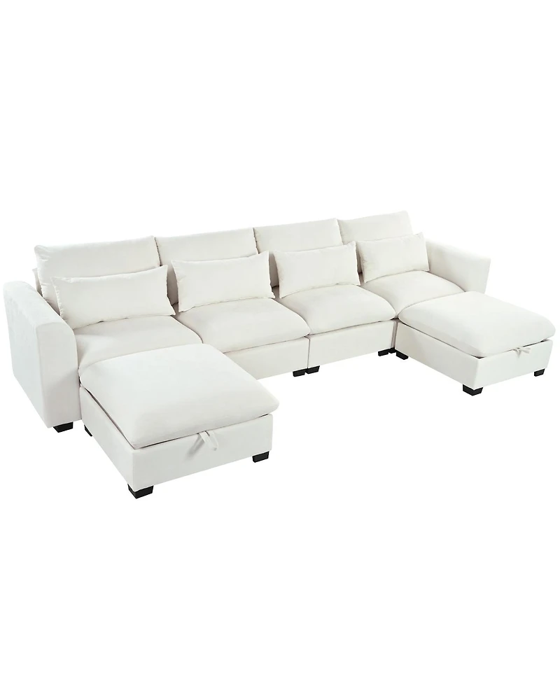 Streamdale Furniture U-Shaped Modular Corner Sofa with Two Ottomans