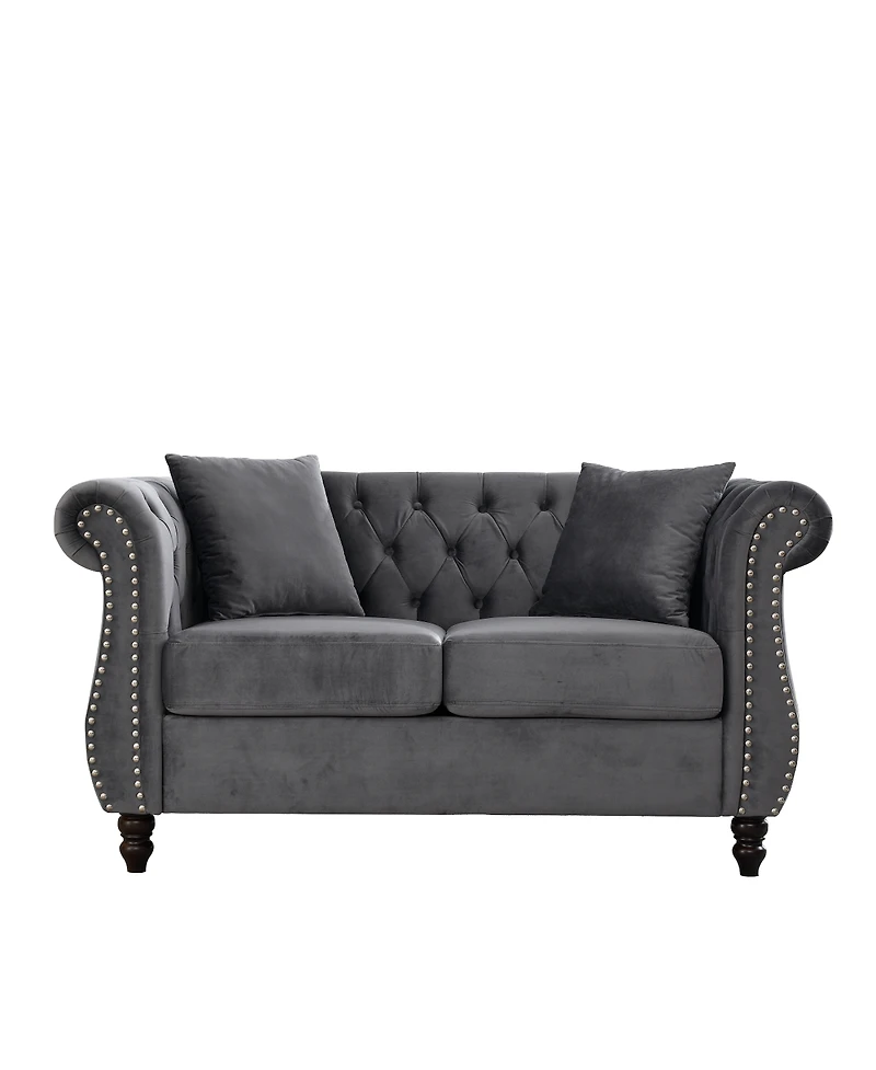 Streamdale Velvet Chesterfield 2-Seater Sofa with Tufted Rolled Arms