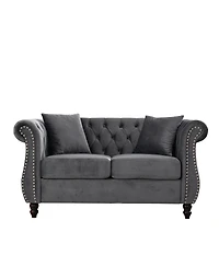 Streamdale Velvet Chesterfield 2-Seater Sofa with Tufted Rolled Arms