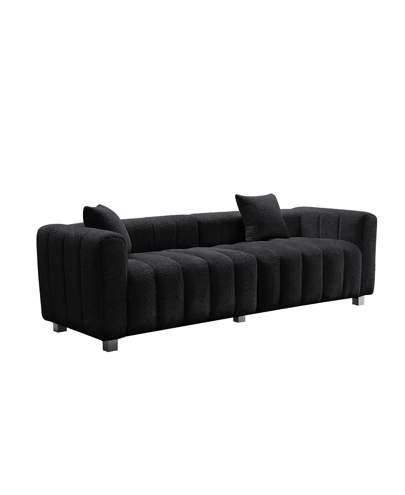 Streamdale Furniture Premium Velvet 3-Seater Sofa with Metal Legs and 2 Pillows