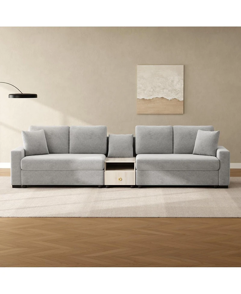 Streamdale Furniture Modern 127.9'' Modular Sofa with Storage Armrest and Console
