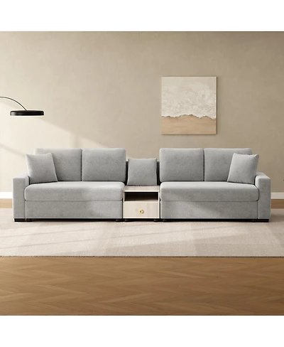 Streamdale Furniture Modern 127.9'' Modular Sofa with Storage Armrest and Console