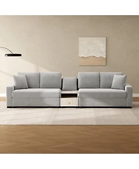 Streamdale Furniture Modern 127.9'' Modular Sofa with Storage Armrest and Console
