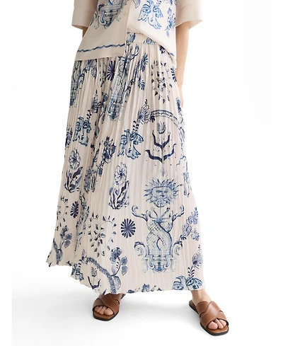 Scotch & Soda Women's and Printed Micro Pleat Ankle Length Skirt