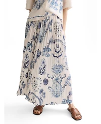 Scotch & Soda Women's and Printed Micro Pleat Ankle Length Skirt