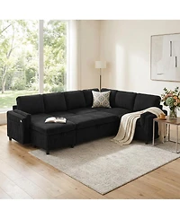 Streamdale Furniture 111'' U-Shaped Convertible Pull-Out Sofa Bed with Storage and Usb
