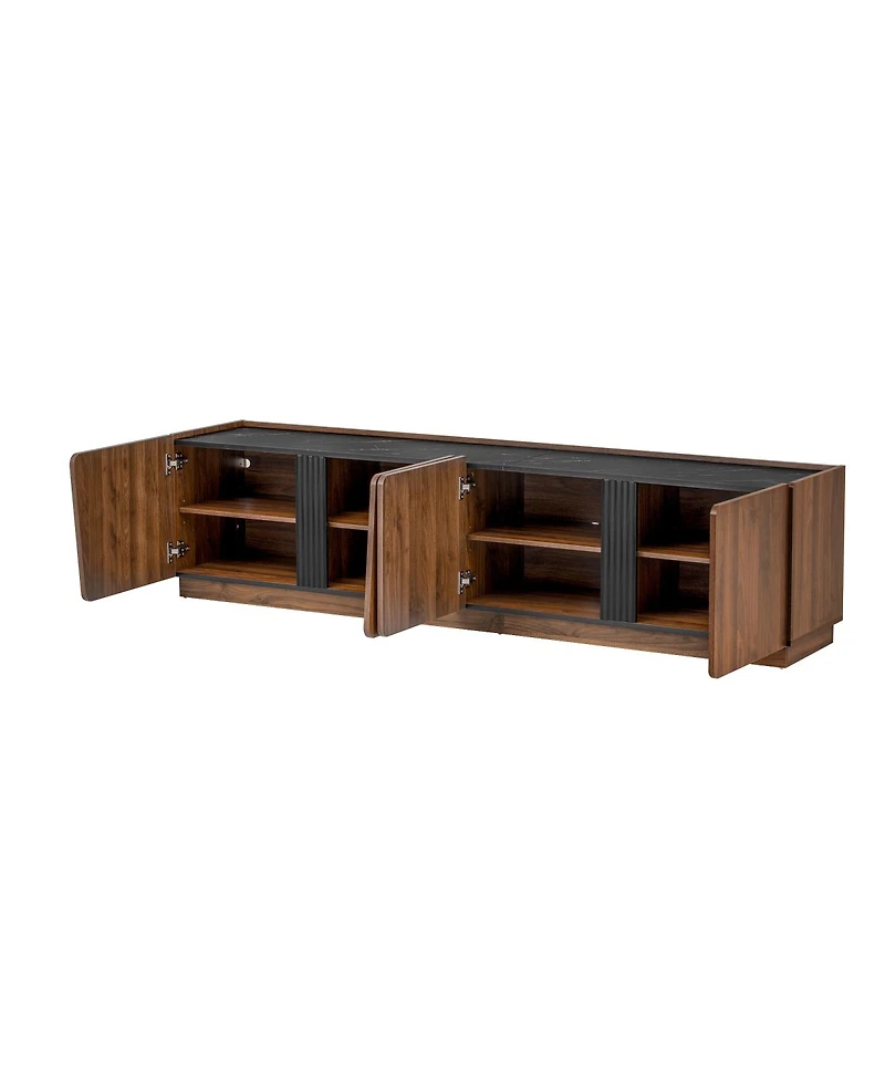 Streamdale Furniture Modern Storage Cabinet with Rounded Corners and Marble Top