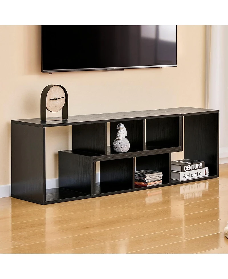 Streamdale Furniture Modern Wood Grain Expandable Media Console with Open Storage
