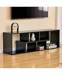 Streamdale Furniture Modern Wood Grain Expandable Media Console with Open Storage