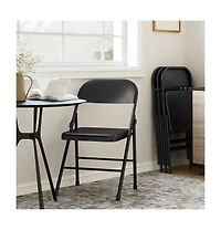 homfan 8-Pack Steel Folding Chairs with Backrest - Heavy Duty Metal Foldable Chairs Hold 350 lbs, Black for Indoor and Outdoor Events