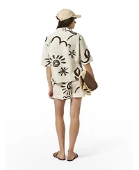 Scotch & Soda Women's Cotton Linen Printed Short Sleeve Top