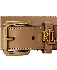 Lauren Ralph Logo Keeper Leather Skinny Belt