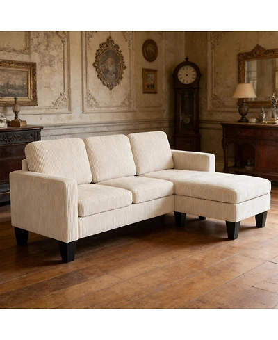 Clihome 72.8" L-Shaped Corduroy Sofa Premium Modular Couch Sofa, Soft Seating