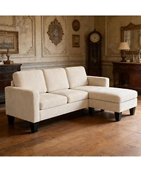 Clihome 72.8" L-Shaped Corduroy Sofa Premium Modular Couch Sofa, Soft Seating