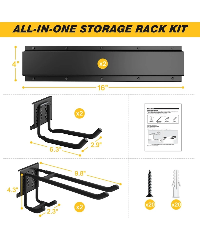 Xdovet Wall Mount Garden Tool Organizer Metal Hooks Shed Rack