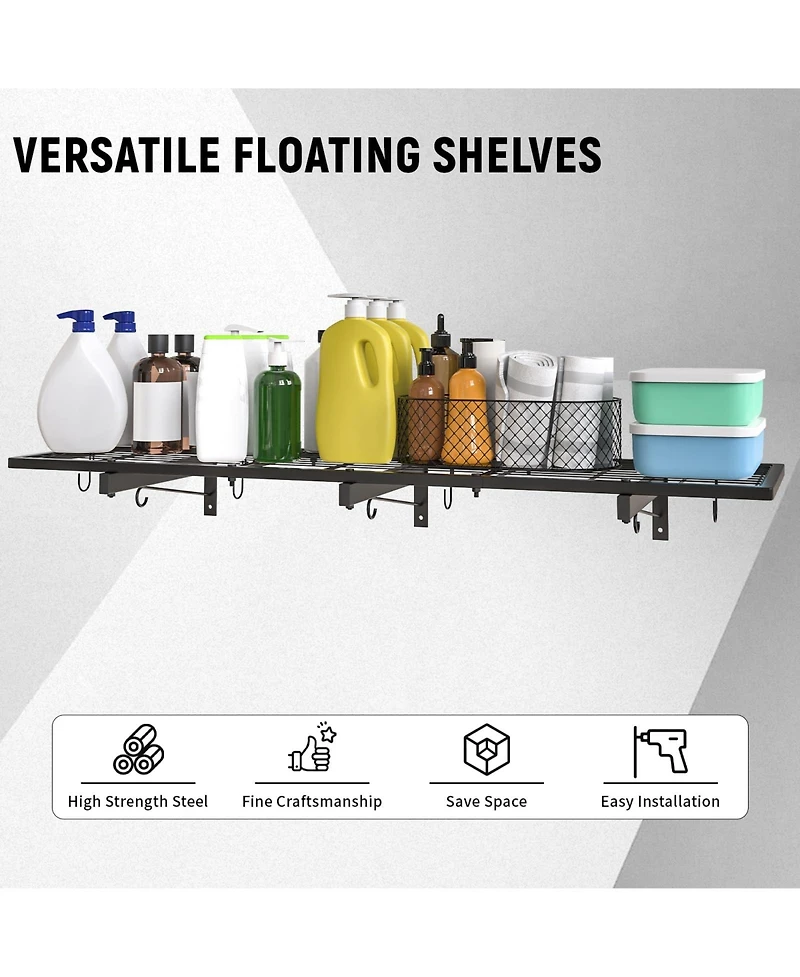 Xdovet Wall Mounted Shelf with Hooks for Storage