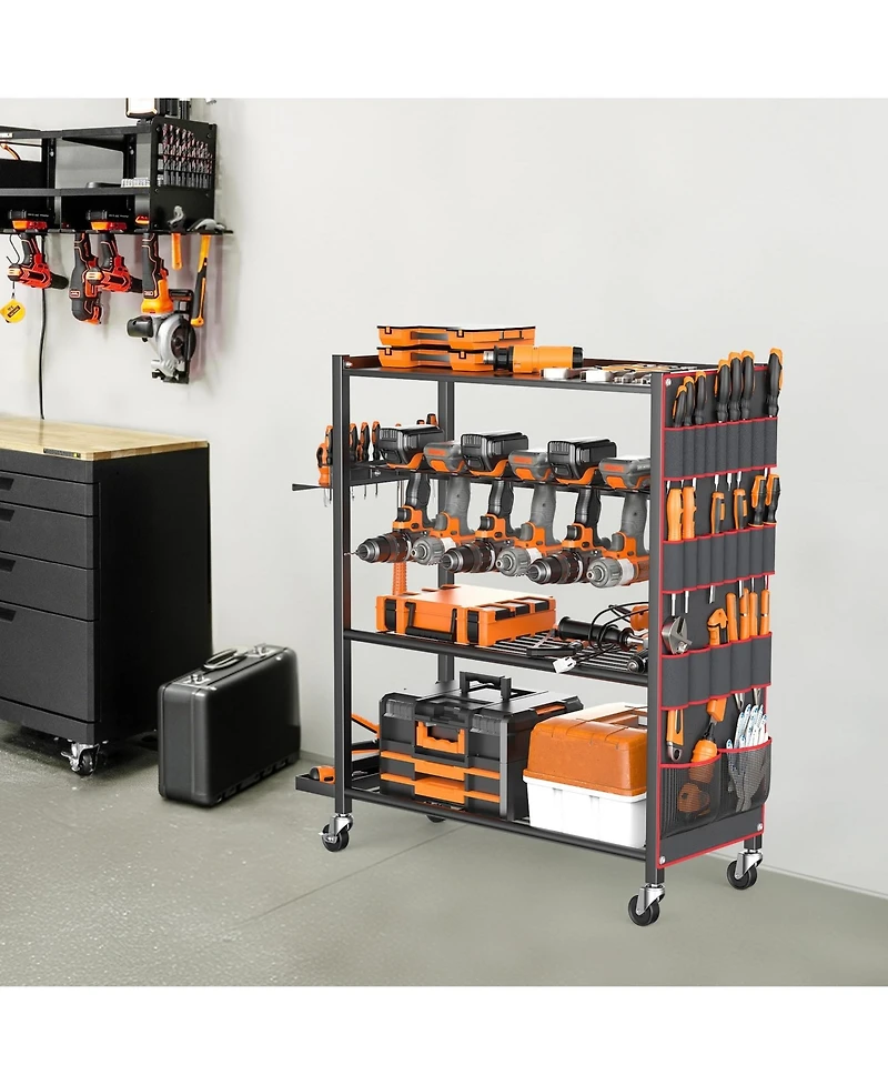 Xdovet Rolling Power Tool Storage Cart Drill Organizer Rack Wheels