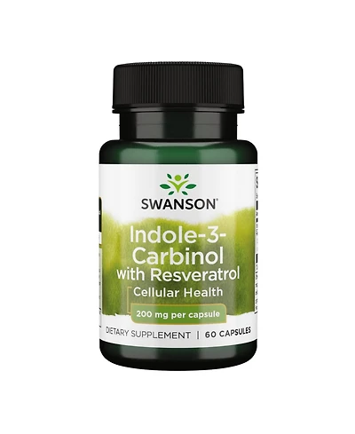 Swanson Indole-3-Carbinol with Resveratrol I3C Supplement for Cellular Protection Supports Healthy Hormone Balance 60 Capsules