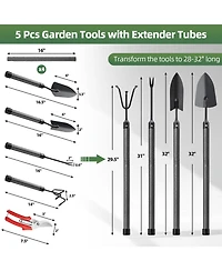 Xdovet Garden Tool Set 5 Heavy Duty Rustproof Metal Shovel Weeder Tiller Shear