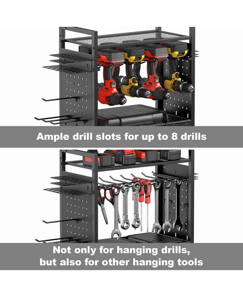 Xdovet Tools Organizer Cart Charging Station Rolling Drill Storage Rack
