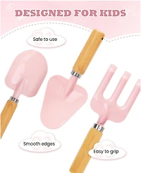 Xdovet Gardening Tools Kit Wooden Rake Shovels Gloves Watering Can Apron Tote Bag Kids Outdoor
