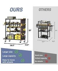 Xdovet Rolling Power Tool Storage Cart Drill Organizer Rack
