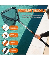 Xdovet Pool Skimmer Net Telescopic Pole Fine Mesh Leaf Rake