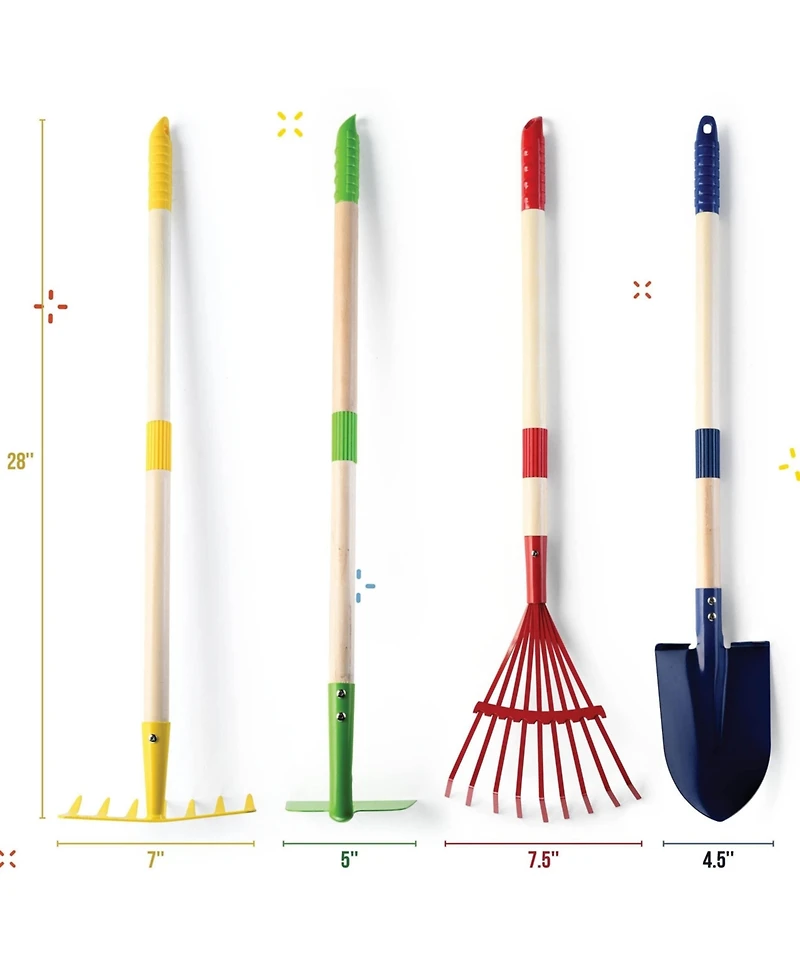 Xdovet Garden Tool Set Wooden Shovel Rake Hoe Leaf