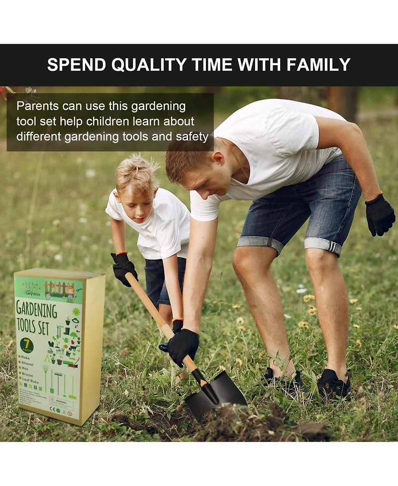 Xdovet Metal Gardening Tools Kids Rake Shovel Set