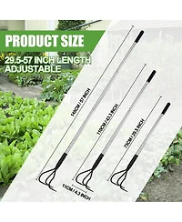 Xdovet 3-Tine Long Handle Garden Tiller Cultivator Adjustable for Soil Loosening Weeding Fertilizing
