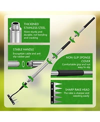 Xdovet Garden Hand Rake Carbon Steel 5 Teeth Weeding Leaf Removal