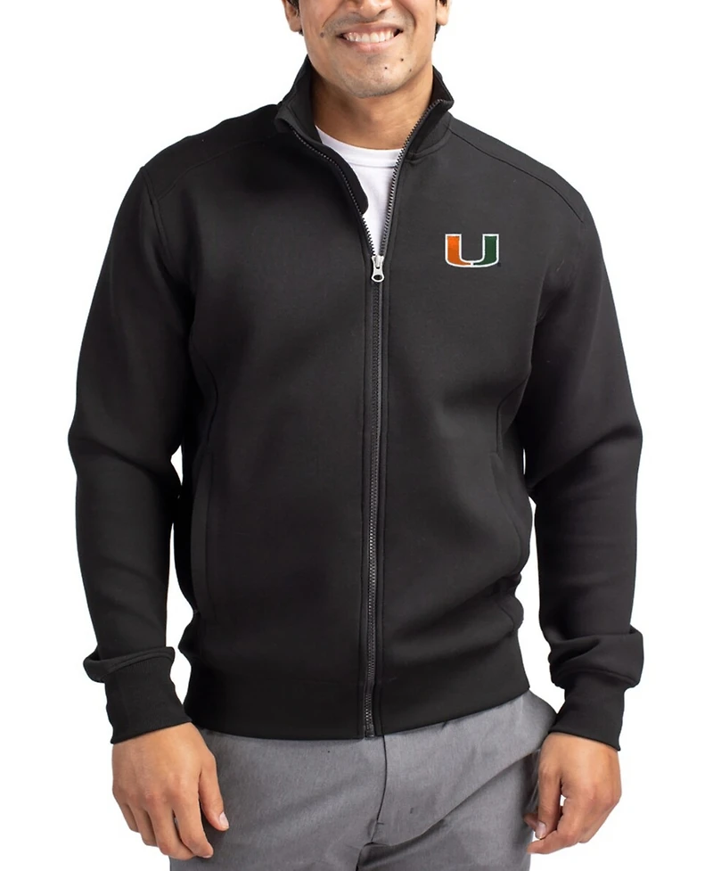 Cutter & Buck Men's Black Miami Hurricanes Roam Full-Zip Jacket